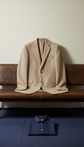 Sand pinstripe blazer in lightweight wool
